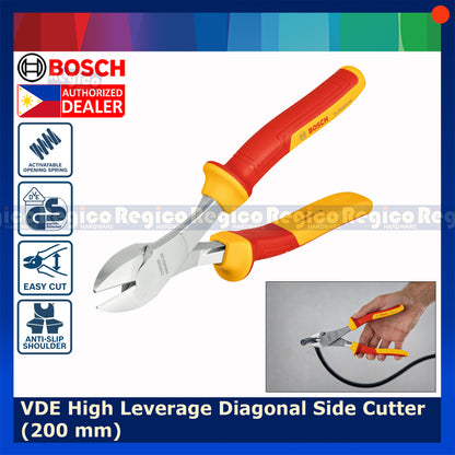 Bosch 200mm VDE High Leverage Diagonal Side Cutters (1600A02NE2)
