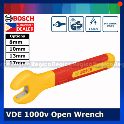 BOSCH VDE Open End Wrench 13mm | Insulated Spanner 1000V | Electrical Electrician Bosch Hand Tools