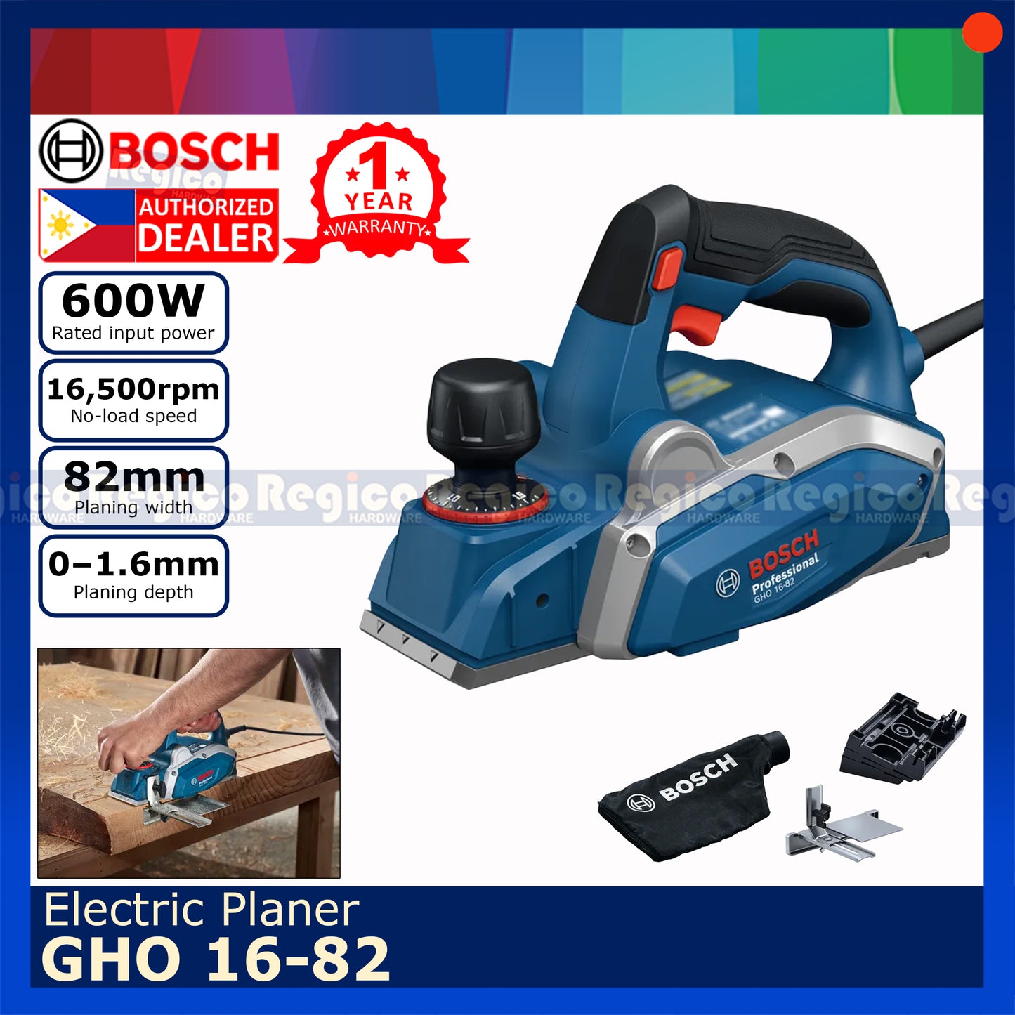 Bosch GHO 16-82 600w 82mm Electric Planer Bosch Blue Line