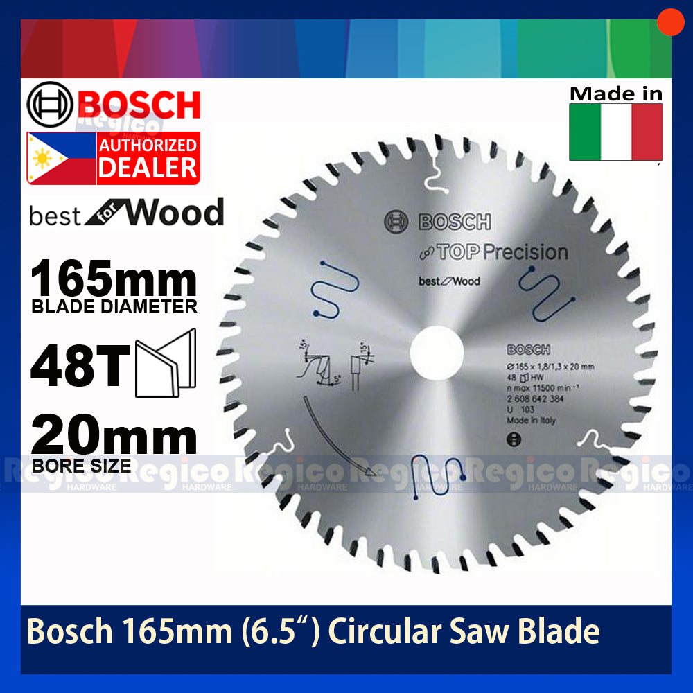 Bosch 48T x 6.5 inches 165mm Best for Wood Circular Saw Blade  for GKS 18vli Bosch Accessories