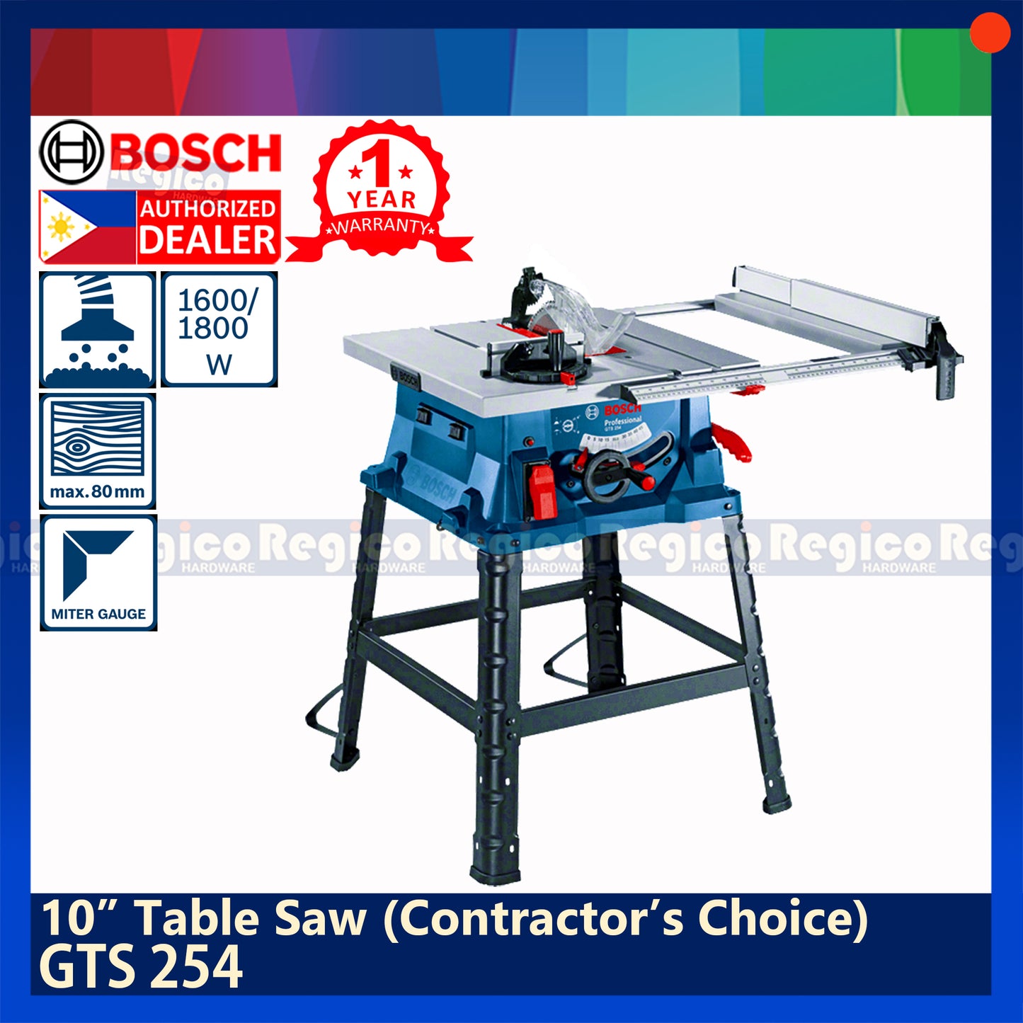 Bosch GTS 254 10 inch 254mm Table Saw Bosch CoC
