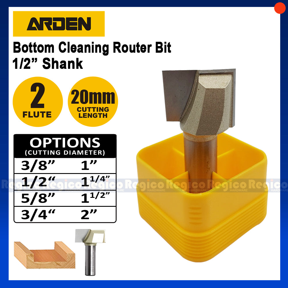 Arden 1/2 Shank Bottom Cleaning Router Bit for Plunge Router #0112
