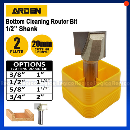 Arden 1/2 Shank Bottom Cleaning Router Bit for Plunge Router #0112