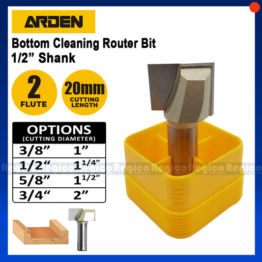 Arden 1/2 Shank Bottom Cleaning Router Bit for Plunge Router #0112
