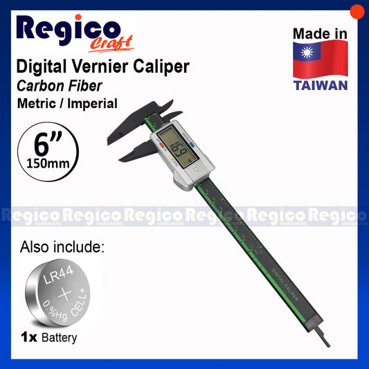 Regicocraft 150mm Carbon Fiber Digital Vernier Caliper Measuring Tool #00818