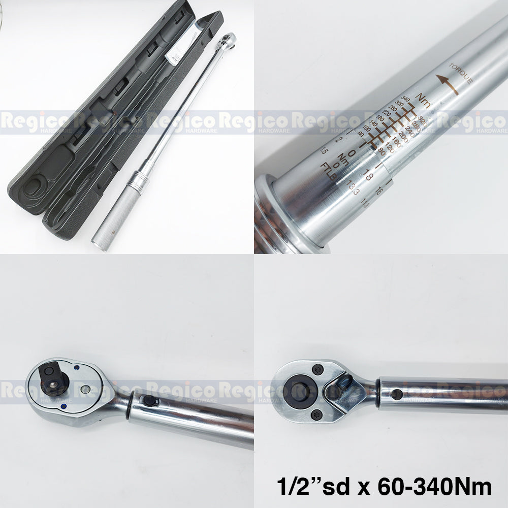 Proskit 1/2 Square Drive Click Type Adjustable Torque Wrench Hand Tool 60-340Nm 40-200Nm