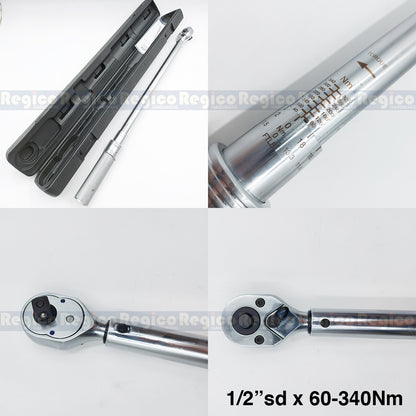 Proskit 1/2 Square Drive Click Type Adjustable Torque Wrench Hand Tool 60-340Nm 40-200Nm