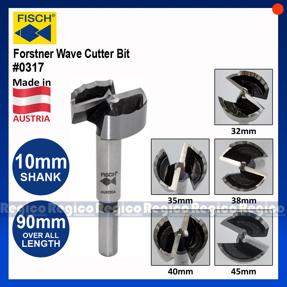Fisch Tools Medium Sizes Forstner Wave Cutter Wood Bit 32mm 35mm 38mm 40mm 45mm