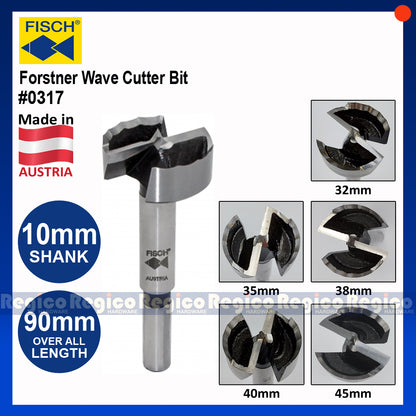 Fisch Tools Medium Sizes Forstner Wave Cutter Wood Bit 32mm 35mm 38mm 40mm 45mm