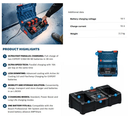 Bosch Expert EXAL 18v-320 Parallel Charger Bosch Cordless 18v