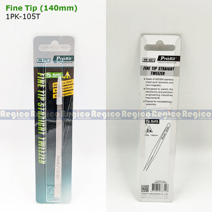 Pro'sKit Precision Tweezers | Fine Tip Straight Curved Tweezers | Electronics SMD Jewelry Tweezers | 1PK-102T 104T 105T