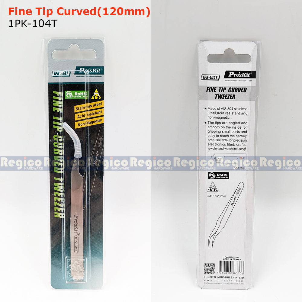 Pro'sKit Precision Tweezers | Fine Tip Straight Curved Tweezers | Electronics SMD Jewelry Tweezers | 1PK-102T 104T 105T
