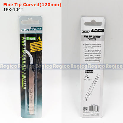 Pro'sKit Precision Tweezers | Fine Tip Straight Curved Tweezers | Electronics SMD Jewelry Tweezers | 1PK-102T 104T 105T