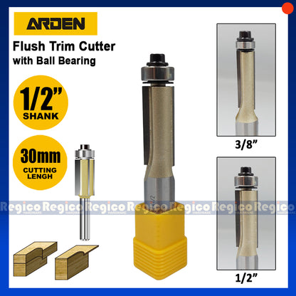 ARDEN 1/2" Shank Flush Trim Router Bit with Ball Bearing #0201