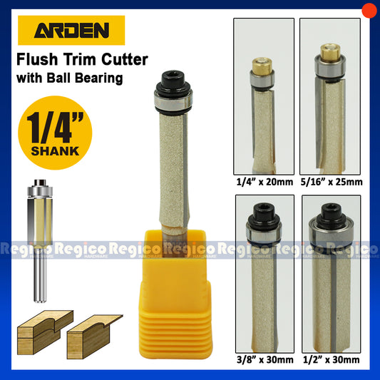 Arden 1/4 Shank Flush Trim Router Bit with Ball Bearing for Woodworking #0201