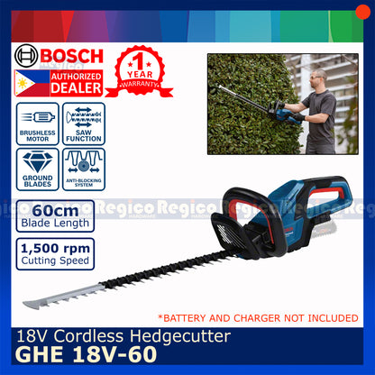 Bosch GHE 18v-60 Cordless Hedge Trimmer for Lawn and Garden Bosch Cordless 18v (BATTERY AND CHARGER NOT INCLUDED)