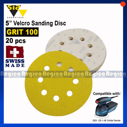 SIA 5" Velcro Sanding Disc for Random Orbital Sander 20pcs.