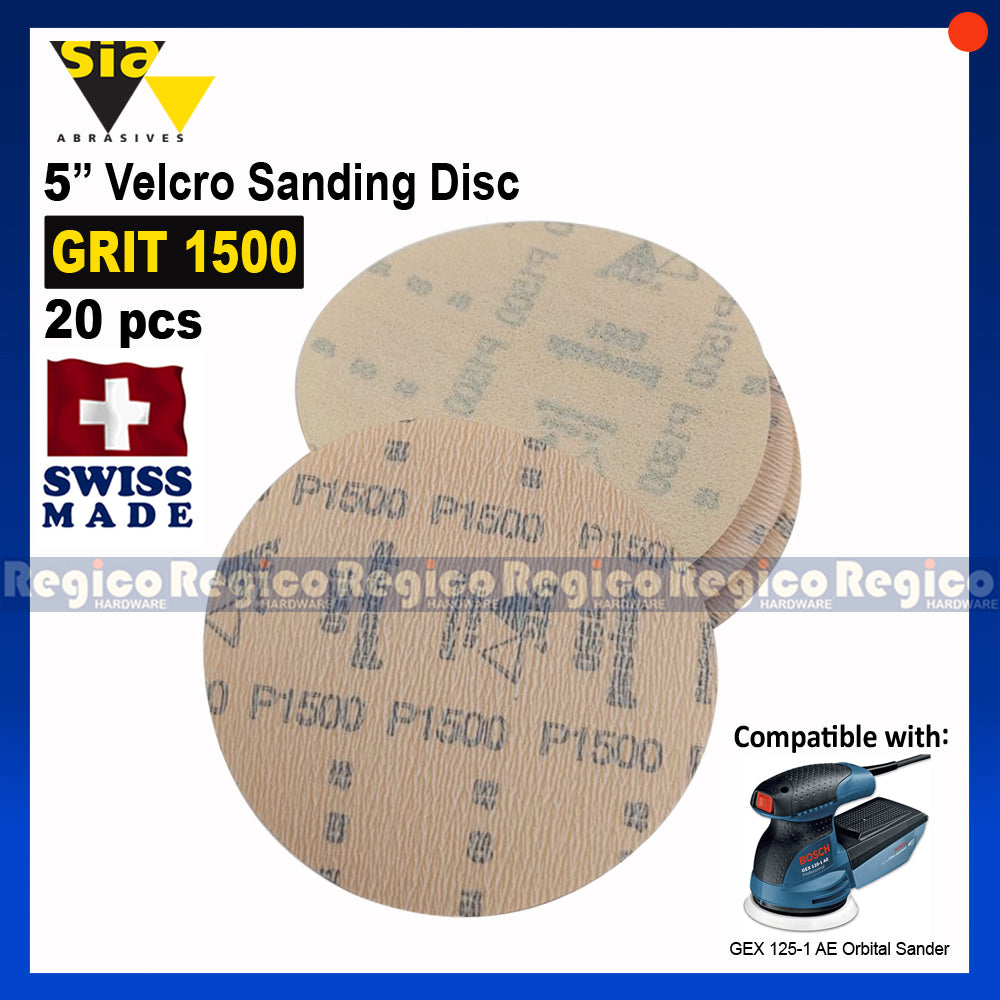 SIA 5" Velcro Sanding Disc for Random Orbital Sander 20pcs.