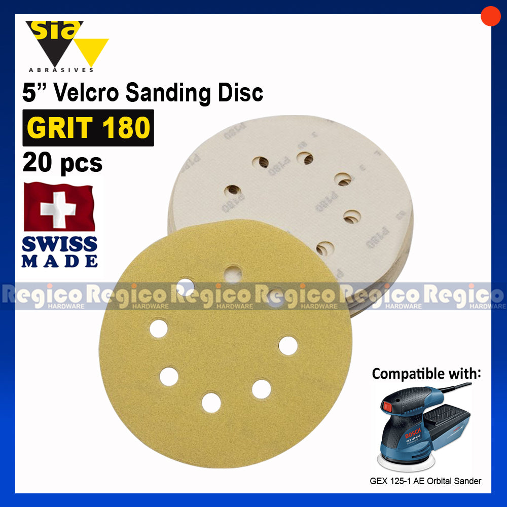 SIA 5" Velcro Sanding Disc for Random Orbital Sander 20pcs.