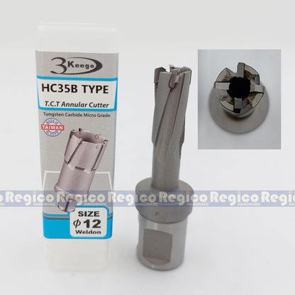 3KEEGO 35mm TCT Annular Hole Cutter HC35B Weldon Shank 3/4"