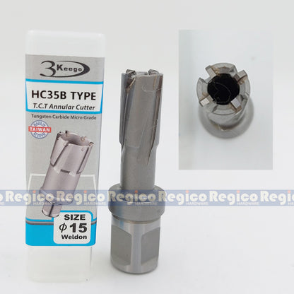 3KEEGO 35mm TCT Annular Hole Cutter HC35B Weldon Shank 3/4"