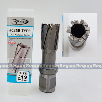 3KEEGO 35mm TCT Annular Hole Cutter HC35B Weldon Shank 3/4"