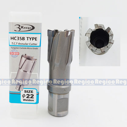 3KEEGO 35mm TCT Annular Hole Cutter HC35B Weldon Shank 3/4"