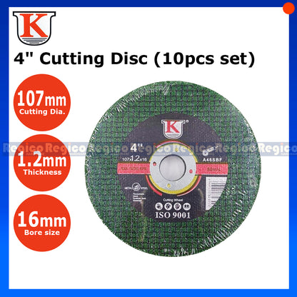 K Brand 4" (107mm) Metal Cutting Disc Cut Off Wheel for Angle Grinder Steel Pipe Bar Sheet Metal (10pcs pack)