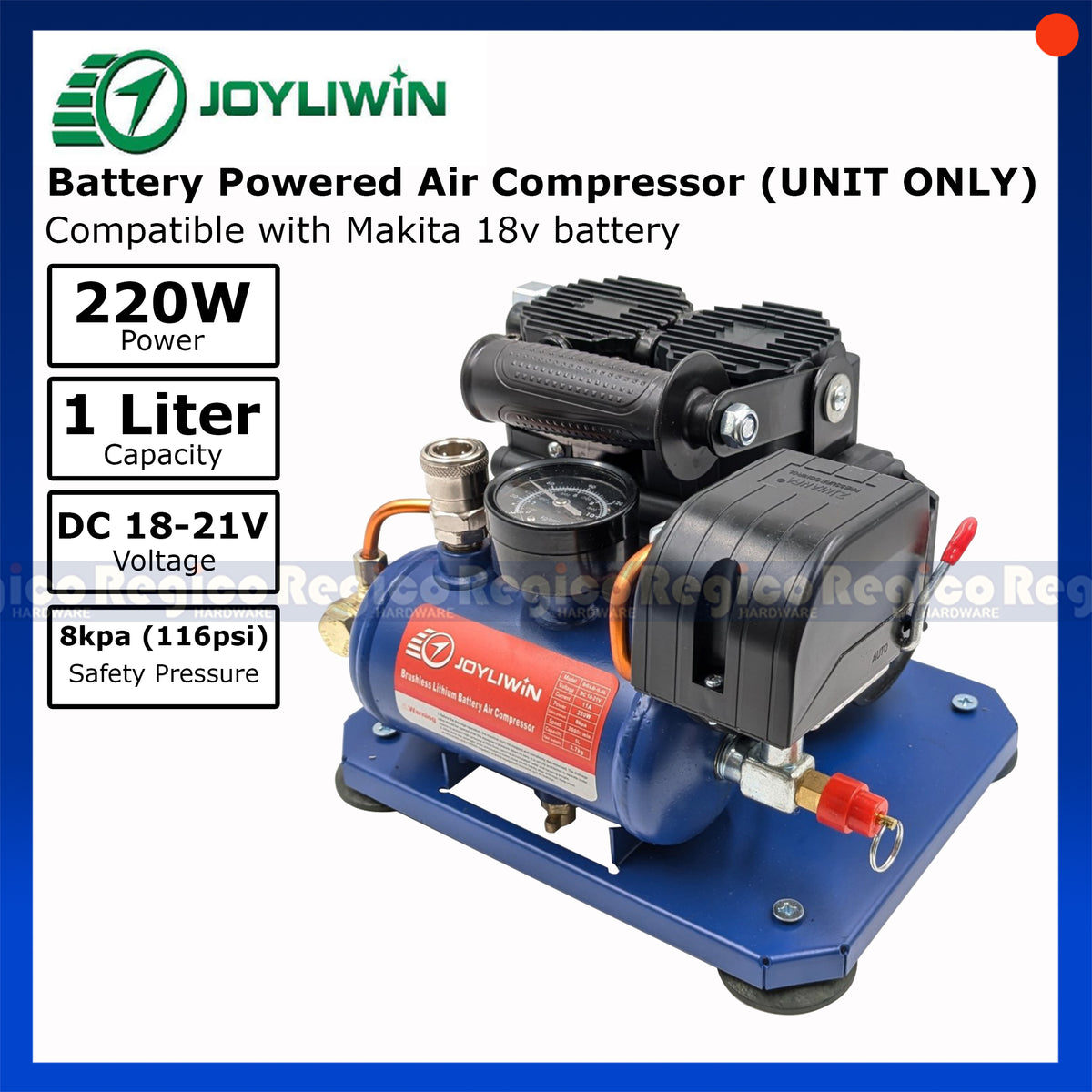 JOYLIWIN Cordless Air Compressor 18-21V | Portable Mini Air Pump | Battery Powered Air Compressor Regico Hardware (UNIT ONLY)