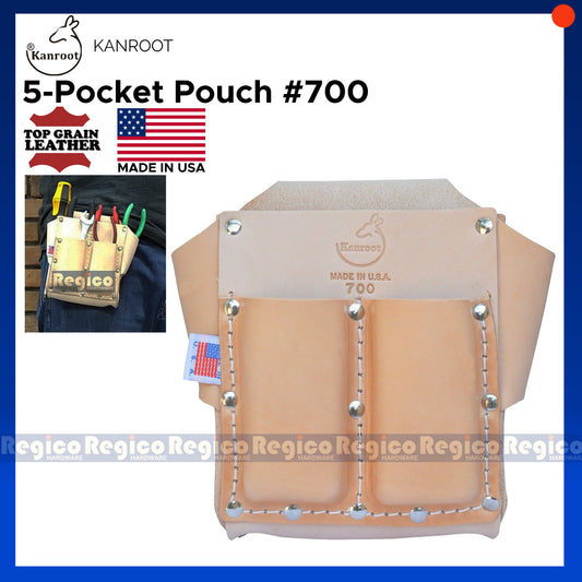 Kanroot Made in USA Top Grain Leather Five 5 Pocket Tool Pouch 700