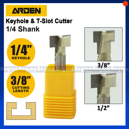 ARDEN 1/4  Shank Keyhole T-Slot T-Track Tenon Cutter Router Bit for Woodworking #1603