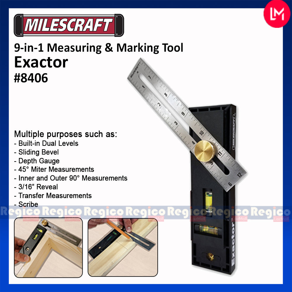 Milescraft 8406 Exactor - 9-in-1 Multifunction, Measuring and Milescraft 8406 Exactor - 9-in-1 Multifunction, Measuring and