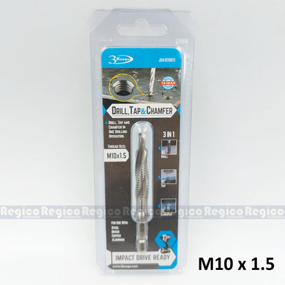 3KEEGO 3-in-1 Metric Spiral Flute Drill Tap and Chamfer Bit