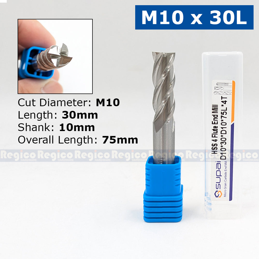 SUPAL HSS 4 Flute End Mill Cutter for Metal | 4F High Speed Steel Milling Cutter | CNC Milling Machin