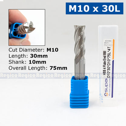 SUPAL HSS 4 Flute End Mill Cutter for Metal | 4F High Speed Steel Milling Cutter | CNC Milling Machin