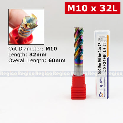 SUPAL DLC Coated End Mill for Aluminum | Carbide CNC Milling Cutter