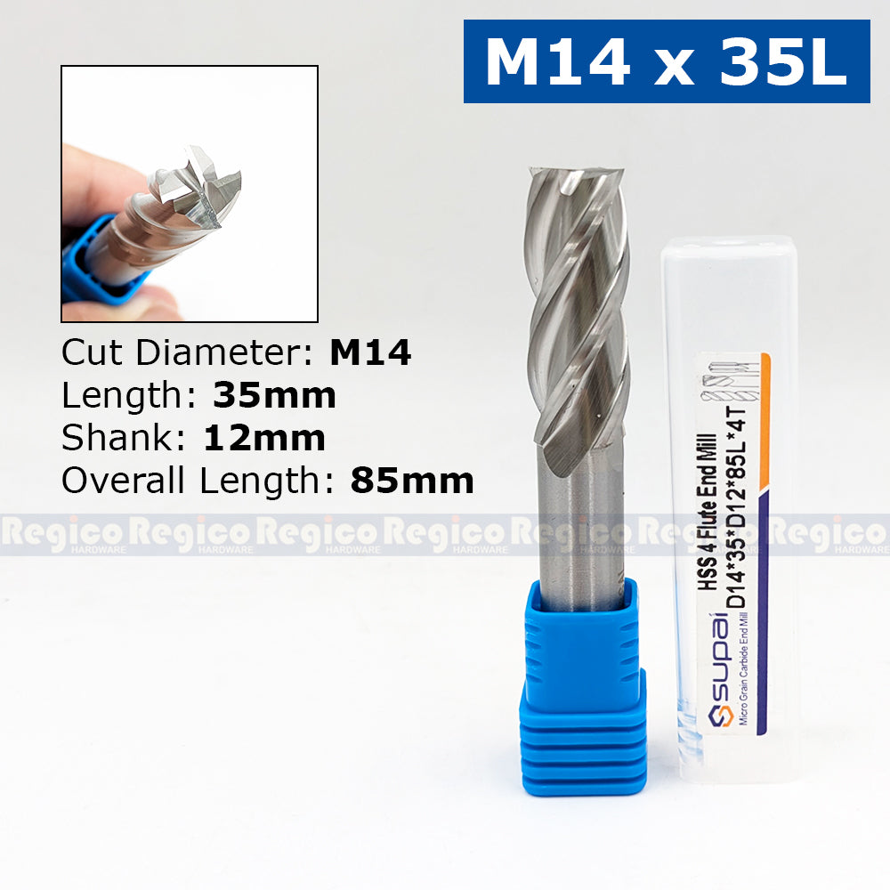 SUPAL HSS 4 Flute End Mill Cutter for Metal | 4F High Speed Steel Milling Cutter | CNC Milling Machin