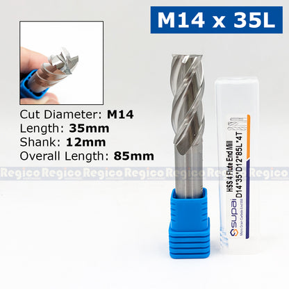 SUPAL HSS 4 Flute End Mill Cutter for Metal | 4F High Speed Steel Milling Cutter | CNC Milling Machin