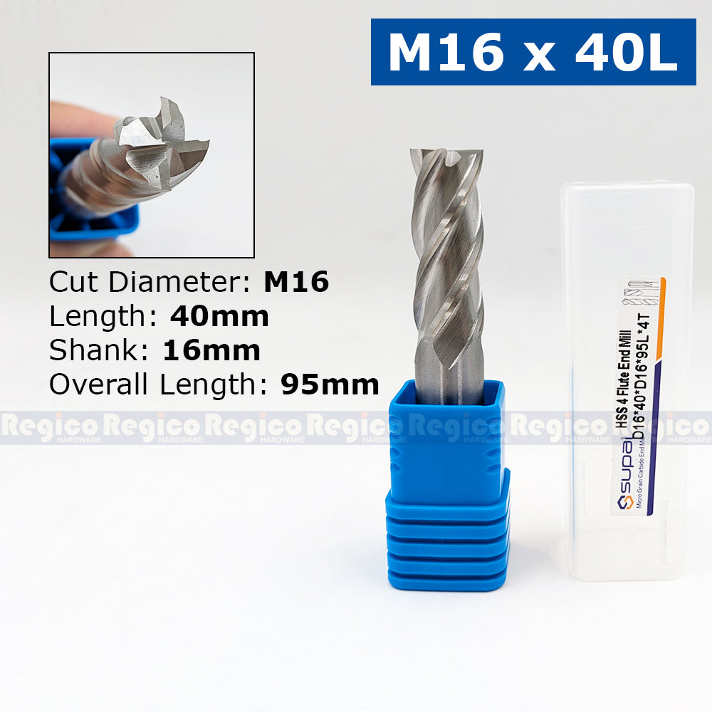 SUPAL HSS 4 Flute End Mill Cutter for Metal | 4F High Speed Steel Milling Cutter | CNC Milling Machin