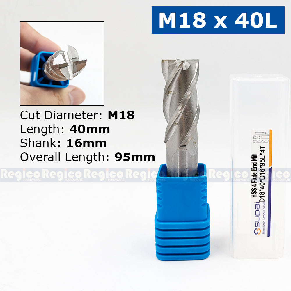SUPAL HSS 4 Flute End Mill Cutter for Metal | 4F High Speed Steel Milling Cutter | CNC Milling Machin