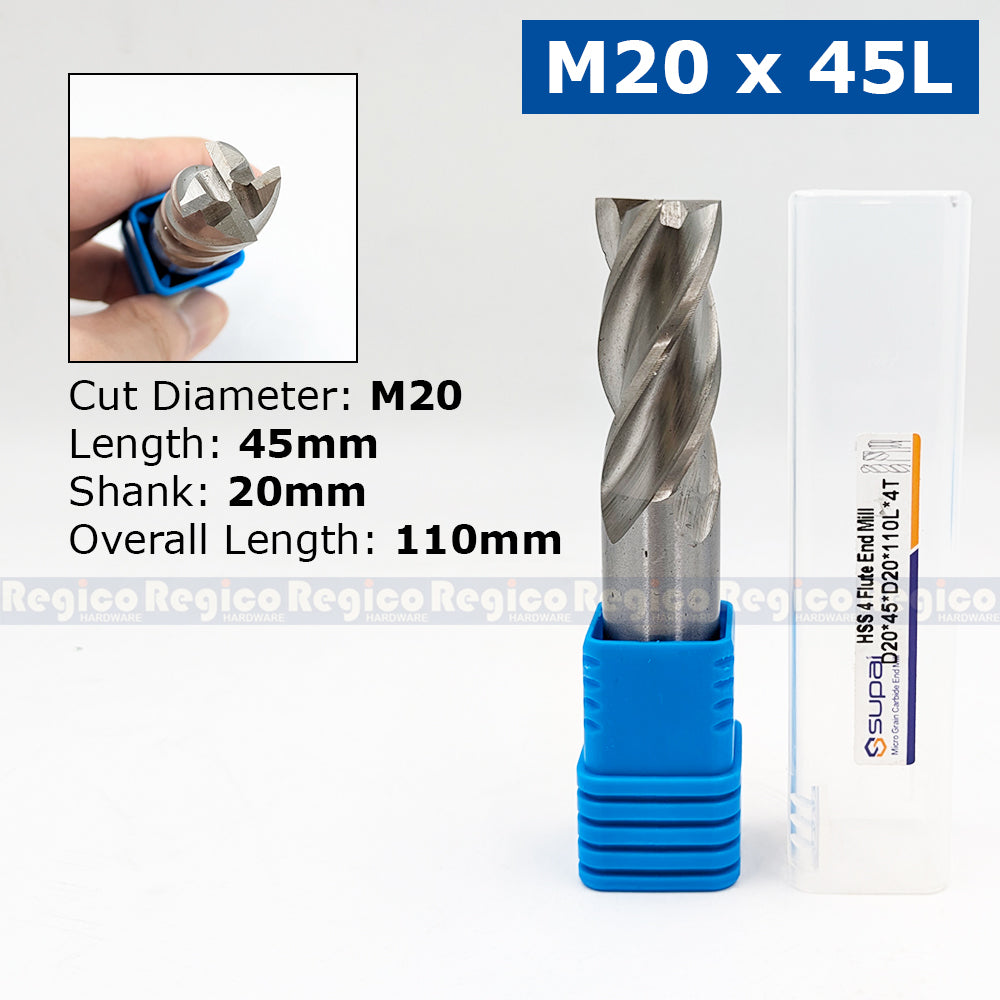 SUPAL HSS 4 Flute End Mill Cutter for Metal | 4F High Speed Steel Milling Cutter | CNC Milling Machin