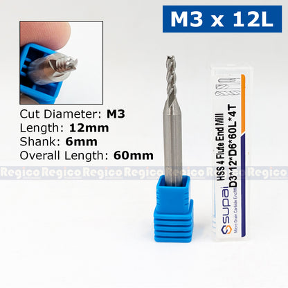 SUPAL HSS 4 Flute End Mill Cutter for Metal | 4F High Speed Steel Milling Cutter | CNC Milling Machin