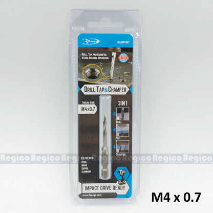 3KEEGO 3-in-1 Metric Spiral Flute Drill Tap and Chamfer Bit