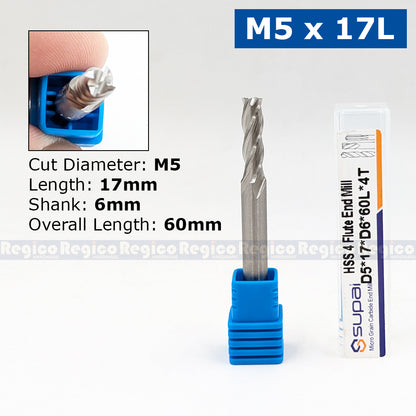 SUPAL HSS 4 Flute End Mill Cutter for Metal | 4F High Speed Steel Milling Cutter | CNC Milling Machin