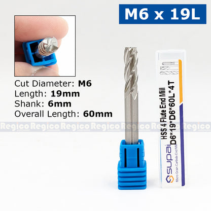 SUPAL HSS 4 Flute End Mill Cutter for Metal | 4F High Speed Steel Milling Cutter | CNC Milling Machin
