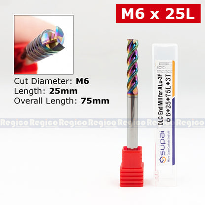 SUPAL DLC Coated End Mill for Aluminum | Carbide CNC Milling Cutter
