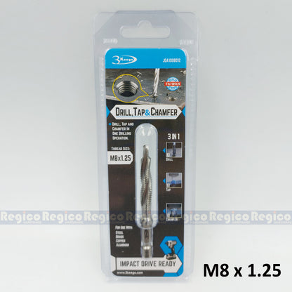 3KEEGO 3-in-1 Metric Spiral Flute Drill Tap and Chamfer Bit