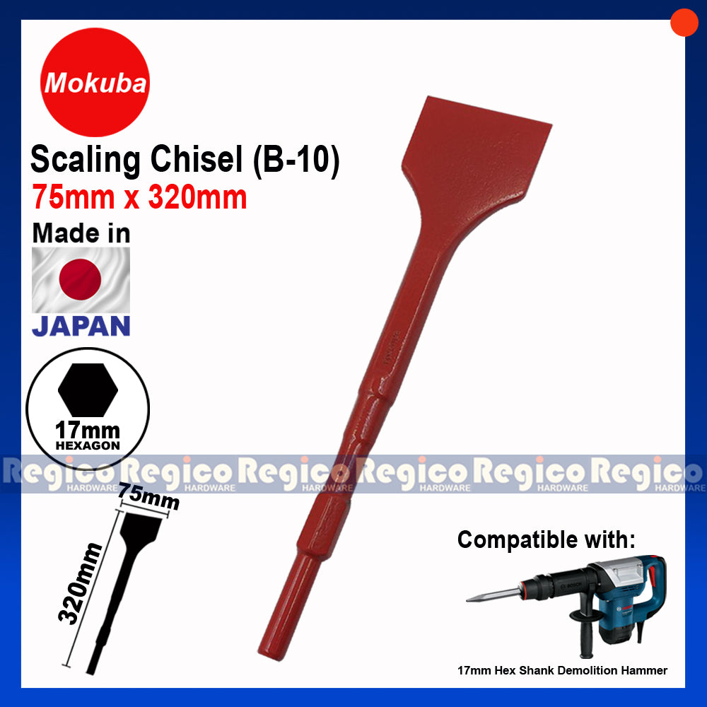 MOKUBA Scaling Flat Chisel Made in Japan 17mm Hexagon Shank