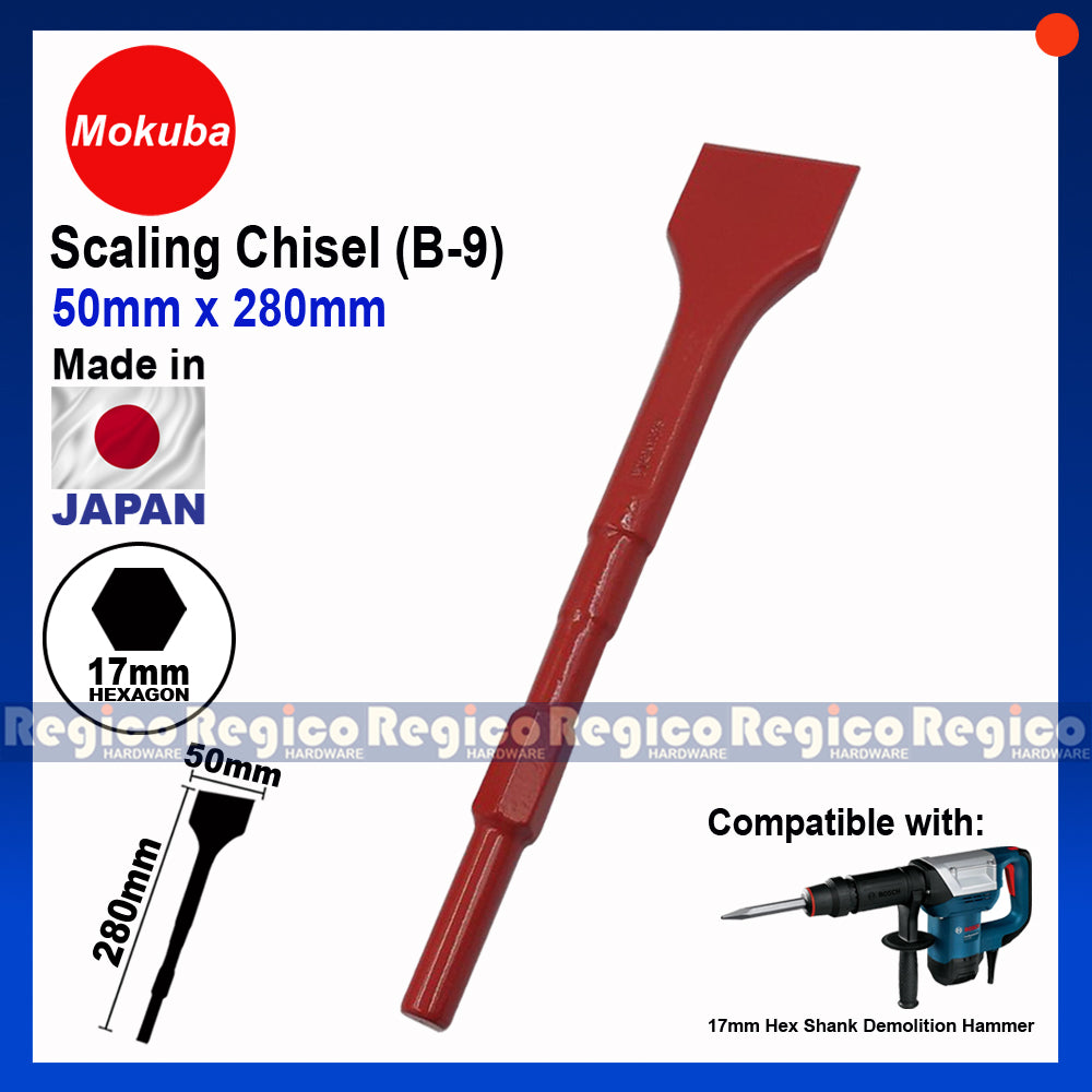 MOKUBA Scaling Flat Chisel Made in Japan 17mm Hexagon Shank