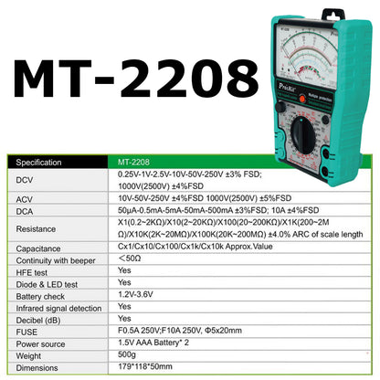 Proskit Analog Multi Meter Tester Multimeter Multitester Voltmeter Ammeter MT-2208 MT-2207